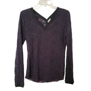 Free People Charcoal Grey Lace Top Sz.M